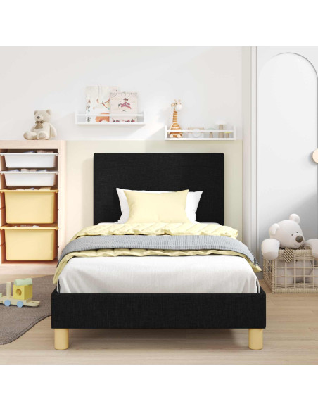 Struttura letto bambini con testata Nero 90 x 200 cm Tessuto