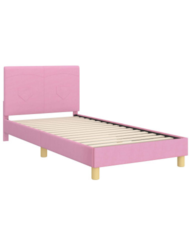 Struttura letto bambini con testata Rosa 90 x 200 cm Tessuto