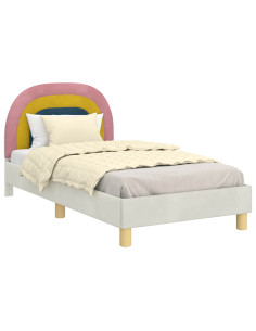 Struttura letto bambini con testata Crema 80 x 160 cm Velluto 2