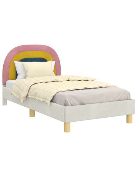 Struttura letto bambini con testata Crema 80 x 160 cm Velluto