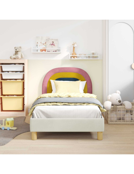 Struttura letto bambini con testata Crema 80 x 160 cm Velluto
