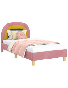 Struttura letto bambini con testata Rosa 80 x 160 cm Velluto 2