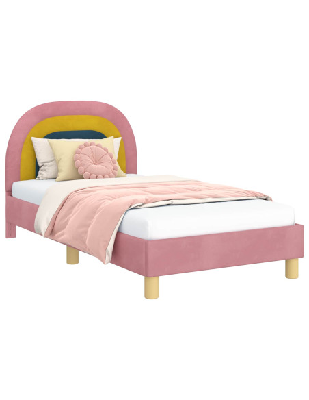 Struttura letto bambini con testata Rosa 80 x 160 cm Velluto
