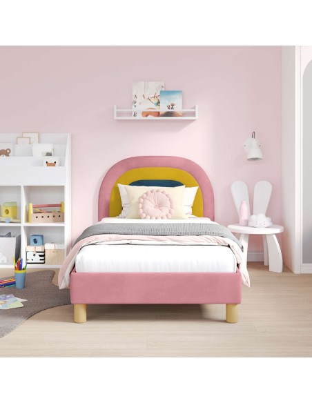 Struttura letto bambini con testata Rosa 80 x 160 cm Velluto
