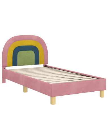 Struttura letto bambini con testata Rosa 80 x 160 cm Velluto
