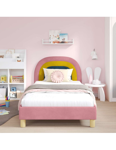Struttura letto bambini con testata Rosa 80 x 200 cm Velluto