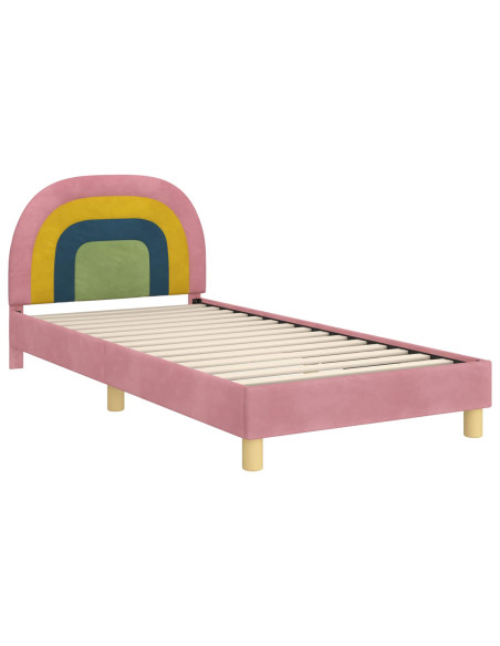 Struttura letto bambini con testata Rosa 80 x 200 cm Velluto