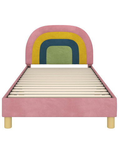Struttura letto bambini con testata Rosa 80 x 200 cm Velluto