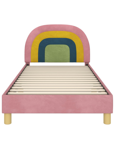 Struttura letto bambini con testata Rosa 80 x 200 cm Velluto