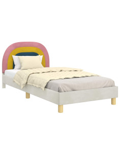 Struttura letto bambini con testata Crema 90 x 190 cm Velluto 2