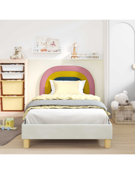Struttura letto bambini con testata Crema 90 x 190 cm Velluto