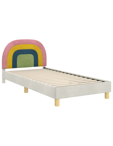 Struttura letto bambini con testata Crema 90 x 190 cm Velluto