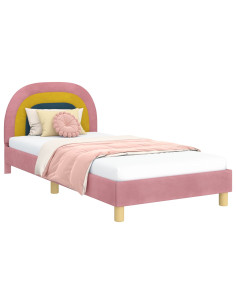 Struttura letto bambini con testata Rosa 90 x 190 cm Velluto 2