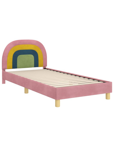 Struttura letto bambini con testata Rosa 90 x 190 cm Velluto