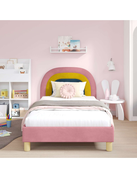 Struttura letto bambini con testata Rosa 90 x 200 cm Velluto