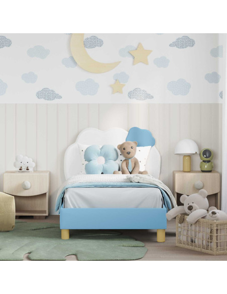Struttura letto bambini con testata Blu 80 x 160 cm PU