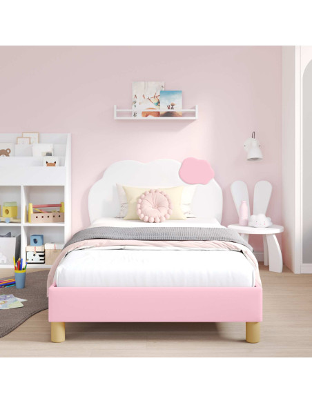 Struttura letto bambini con testata Rosa 80 x 200 cm PU