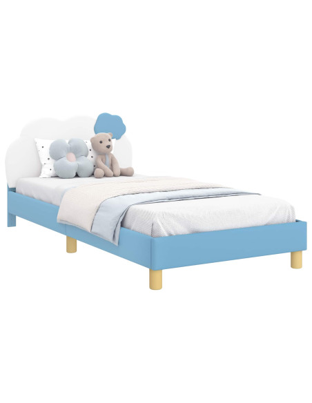Struttura letto bambini con testata Blu 90 x 190 cm PU