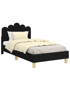 Struttura letto bambini con testata Nero 80 x 160 cm Tessuto 2