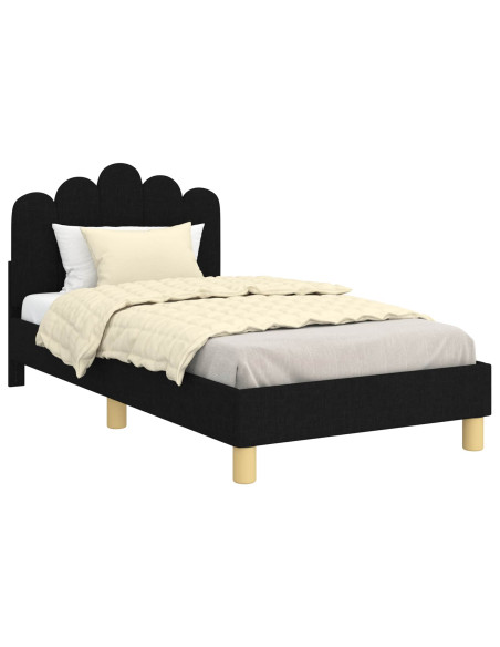 Struttura letto bambini con testata Nero 80 x 160 cm Tessuto