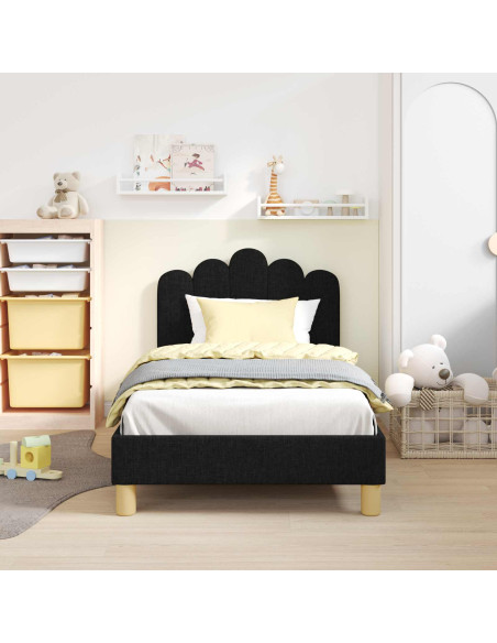 Struttura letto bambini con testata Nero 80 x 160 cm Tessuto