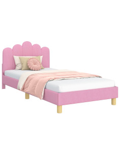 Struttura letto bambini con testata Rosa 80 x 200 cm Tessuto 2