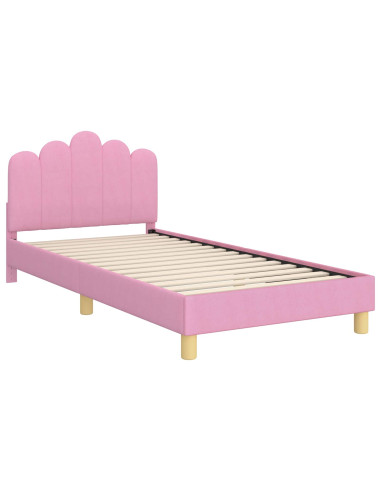 Struttura letto bambini con testata Rosa 80 x 200 cm Tessuto