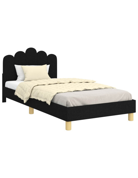 Struttura letto bambini con testata Nero 90 x 190 cm Tessuto