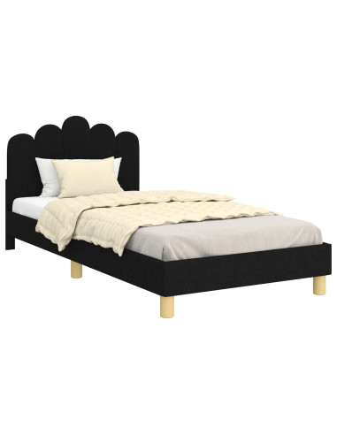 Struttura letto bambini con testata Nero 90 x 200 cm Tessuto