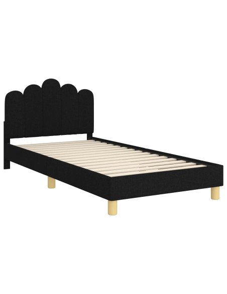 Struttura letto bambini con testata Nero 90 x 200 cm Tessuto