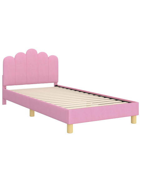 Struttura letto bambini con testata Rosa 90 x 200 cm Tessuto