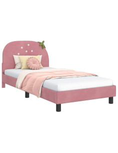 Struttura letto bambini con testata Rosa 80 x 200 cm Velluto 2