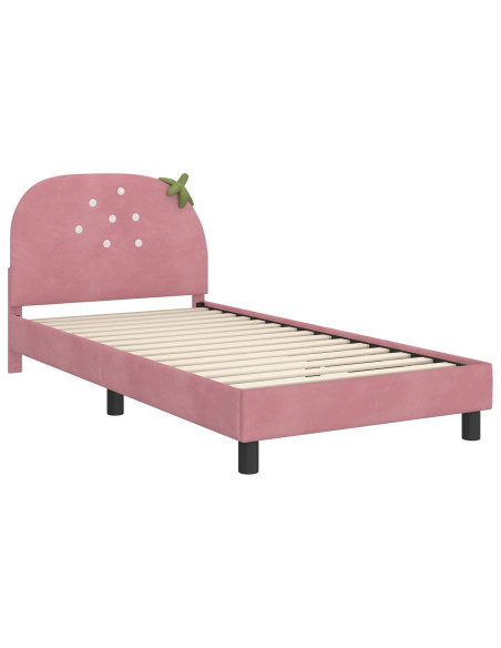 Struttura letto bambini con testata Rosa 80 x 200 cm Velluto