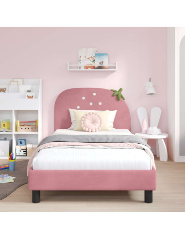 Struttura letto bambini con testata Rosa 90 x 200 cm Velluto