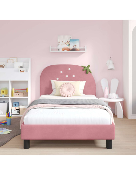Struttura letto bambini con testata Rosa 90 x 200 cm Velluto