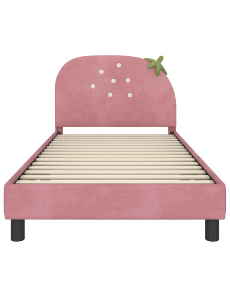 Struttura letto bambini con testata Rosa 90 x 200 cm Velluto