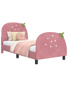 Struttura letto bambini con testata Rosa 80 x 160 cm Velluto 2