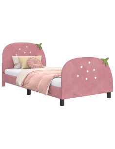 Struttura letto bambini con testata Rosa 80 x 200 cm Velluto 2