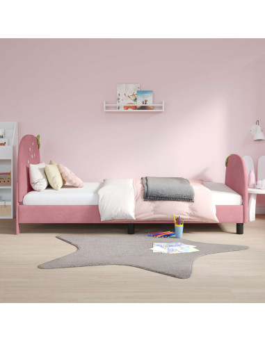 Struttura letto bambini con testata Rosa 80 x 200 cm Velluto