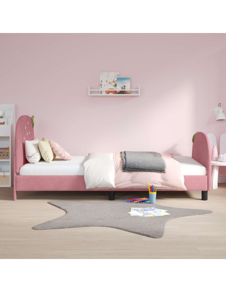 Struttura letto bambini con testata Rosa 80 x 200 cm Velluto