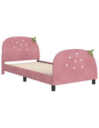 Struttura letto bambini con testata Rosa 90 x 200 cm Velluto