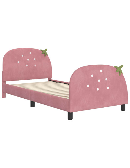 Struttura letto bambini con testata Rosa 90 x 200 cm Velluto