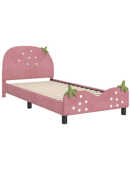 Struttura letto bambini con testata Rosa 80 x 200 cm Velluto