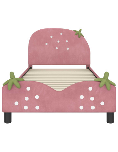 Struttura letto bambini con testata Rosa 80 x 200 cm Velluto
