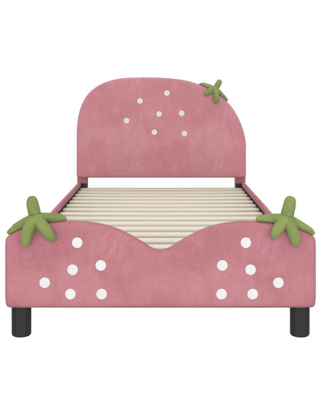 Struttura letto bambini con testata Rosa 80 x 200 cm Velluto
