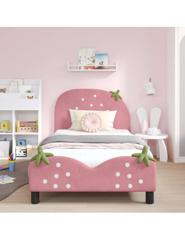 Struttura letto bambini con testata Rosa 90 x 190 cm Velluto