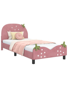 Struttura letto bambini con testata Rosa 90 x 200 cm Velluto 2