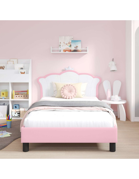 Struttura letto bambini con testata Rosa 80 x 200 cm PU
