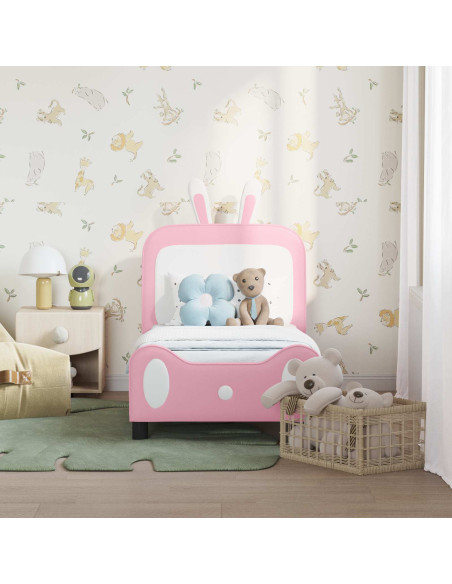 Struttura letto per bambini con testata Rosa 70 x 140 cm PU