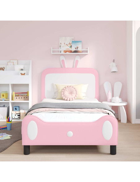 Struttura letto bambini con testata Rosa 80 x 200 cm PU
